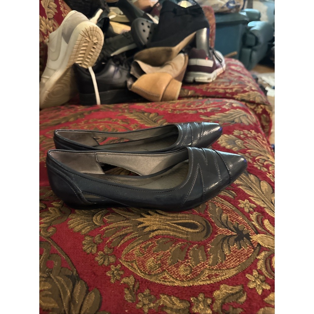 LifeStride Womens Soft System Pointed Toe Ballet Flats Gray Blue Size 7.5